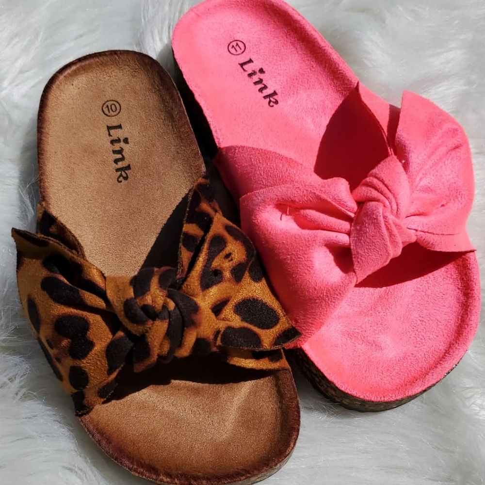 Fuchsia Bow Sandals